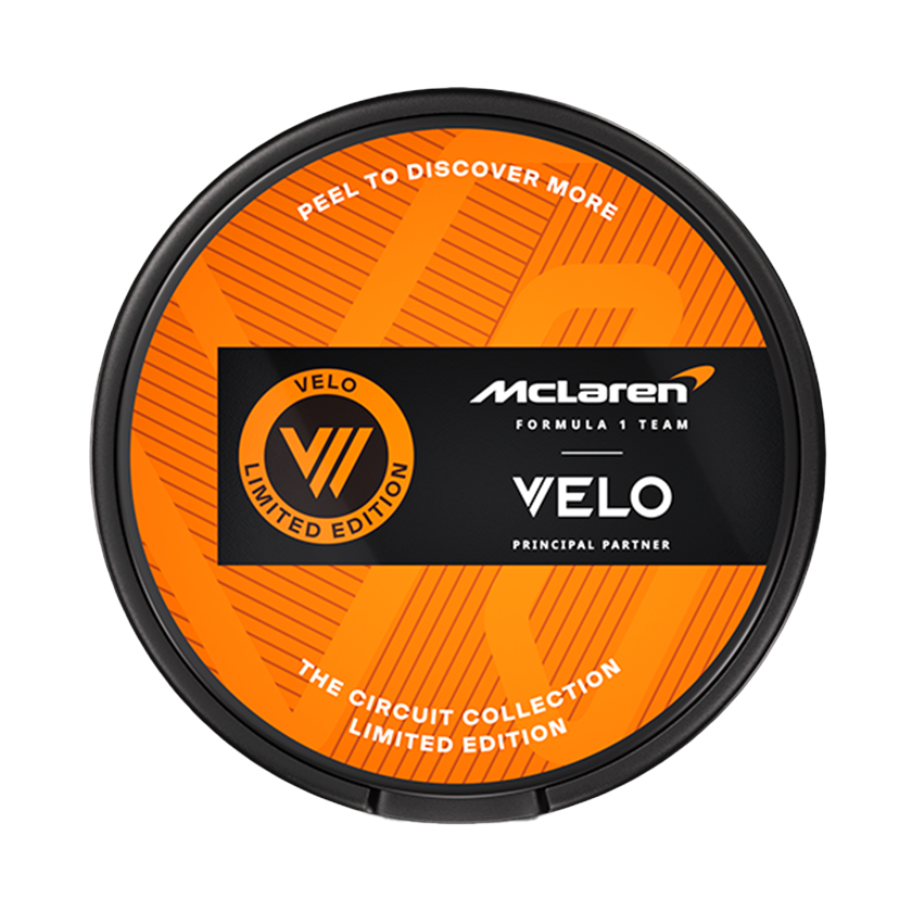 Buy Velo Snus – Velo McLaren Sweet Papaya Limited Edition snus pouches, next day delivery